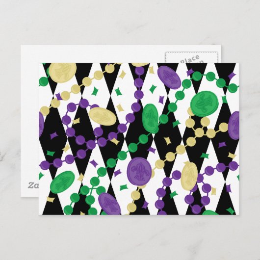Carte Postale Perles Mardi Gras (Devant / Derrière)