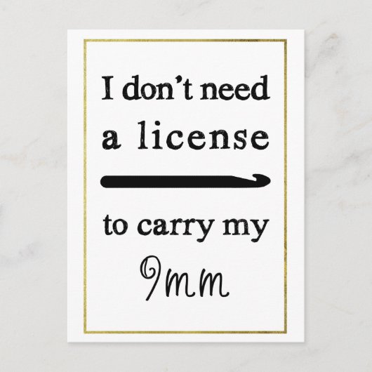 Carte Postale Permis Crochet Hook Faux Gold Border Crafts (Devant)