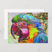 Carte Postale Perroquet Abstrait impressionniste Peinture Portra (Devant / Derrière)