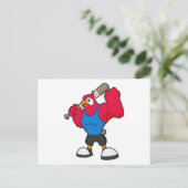 Carte Postale Perroquet au baseball avec une batte de baseball (Debout devant)