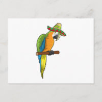 Perroquet avec chapeau de paille