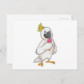 Carte Postale Perroquet avec crème glacée gaufre (Devant / Derrière)