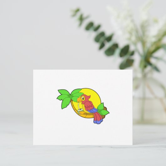 Carte Postale Perroquet avec noix de coco (Debout devant)