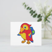 Carte Postale Perroquet avec Sac à Dos (Debout devant)