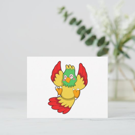 Carte Postale Perroquet avec tête verte (Debout devant)