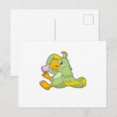 Carte Postale Perroquet avec thermomètre clinique (Devant / Derrière)