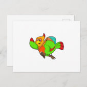 Carte Postale Perroquet comme randonneur avec sac à dos (Devant / Derrière)