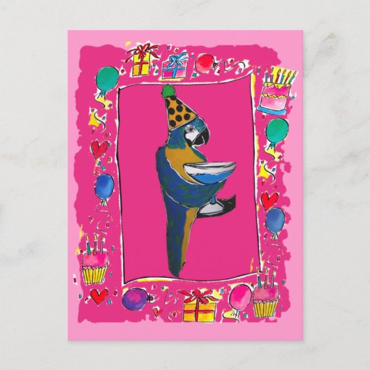 Carte Postale Perroquet d'anniversaire (Devant)