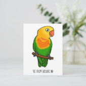 Carte Postale Perroquet de caricature mignon lovebird (Debout devant)