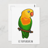 Carte Postale Perroquet de caricature mignon lovebird (Devant / Derrière)