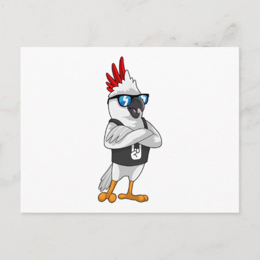 Carte Postale Perroquet en musicien avec des lunettes de soleil (Devant)