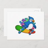 Carte Postale Perroquet en patineur avec planche à roulettes (Devant / Derrière)