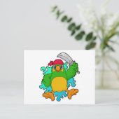 Carte Postale Perroquet en pirate avec épée (Debout devant)