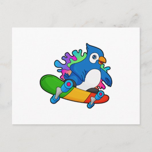Carte Postale Perroquet en tant que skate avec skateboard (Devant)