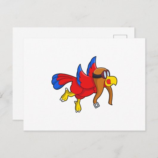 Carte Postale Perroquet en vol en tant que pilote (Devant / Derrière)