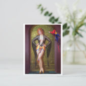 Carte Postale Perroquet et fille derrière la porte d'or (Debout devant)