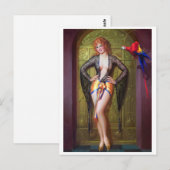 Carte Postale Perroquet et fille derrière la porte d'or (Devant / Derrière)