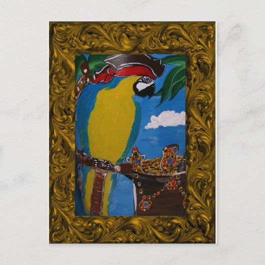 Carte Postale Perroquet Pirate (Devant)