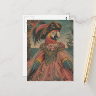 Carte Postale Perroquet pirate adorable