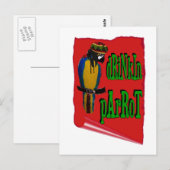 Carte Postale Perroquet qui boit (Devant / Derrière)