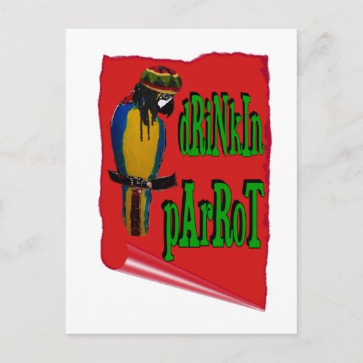 Carte Postale Perroquet qui boit (Devant)