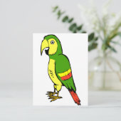 Carte Postale Perroquet simple avec jaune et vert (Debout devant)