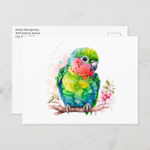 Carte Postale Perroquet vert - Bébé mignon oiseau