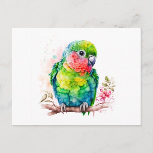 Carte Postale Perroquet vert - Bébé mignon oiseau (Devant)