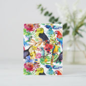 Carte Postale Perroquets couleur aquarelle 2 (Debout devant)