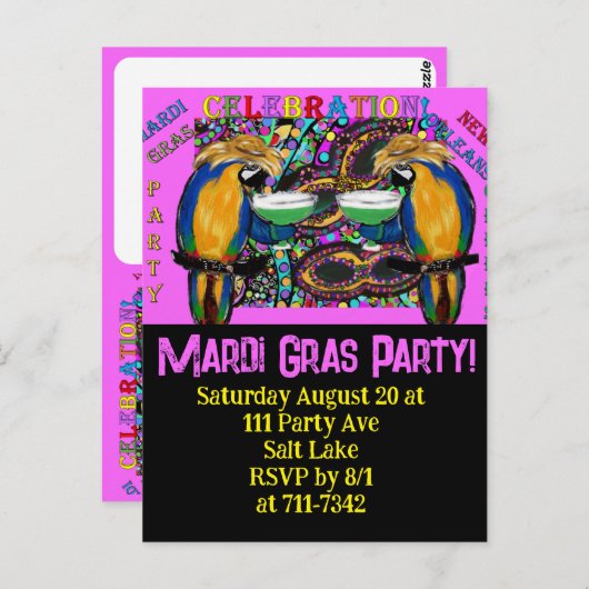 Carte Postale Perroquets de Fête (Devant / Derrière)