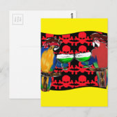 CARTE POSTALE PERROQUETS DE PIRATES (Devant / Derrière)