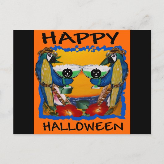 CARTE POSTALE PERROQUETS D'HALLOWEEN (Devant)