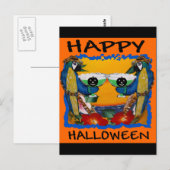 CARTE POSTALE PERROQUETS D'HALLOWEEN (Devant / Derrière)