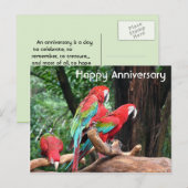 Carte Postale Perroquets rouges, verts et bleus joyeux anniversa (Devant / Derrière)
