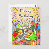 Carte Postale Perruche calopsitte inséparable perroquet joyeux (Devant / Derrière)