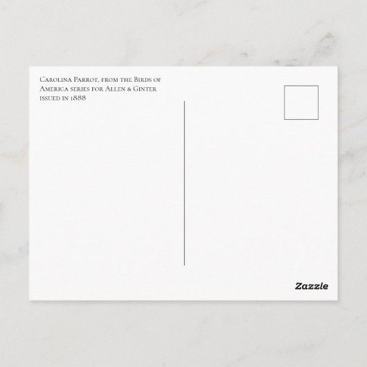 Carte Postale Perruche de Caroline (Dos)