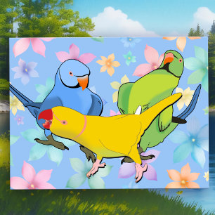Carte Postale Perruche indienne Ringneck Jouant Animaux de compa