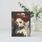 Carte Postale Persephone Goth Roses Rouges Crânes (Debout devant)