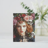 Carte Postale Perséphone Roses et Crânes (Debout devant)