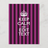 Carte Postale Personalisé KEEP CALM Votre Texte Fuchsia Stripes (Devant)