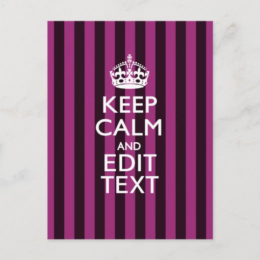 Carte Postale Personalisé KEEP CALM Votre Texte Fuchsia Stripes (Devant)