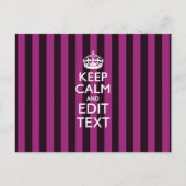 Carte Postale Personalisé KEEP CALM Votre Texte Fuchsia Stripes (Devant)