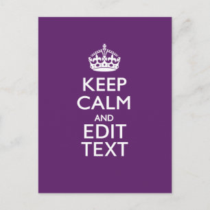 Carte Postale Personalisé KEEP CALM Votre texte sur Décor violet