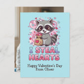 Carte Postale Personalized Cute Raccoon Valentine (Devant / Derrière)