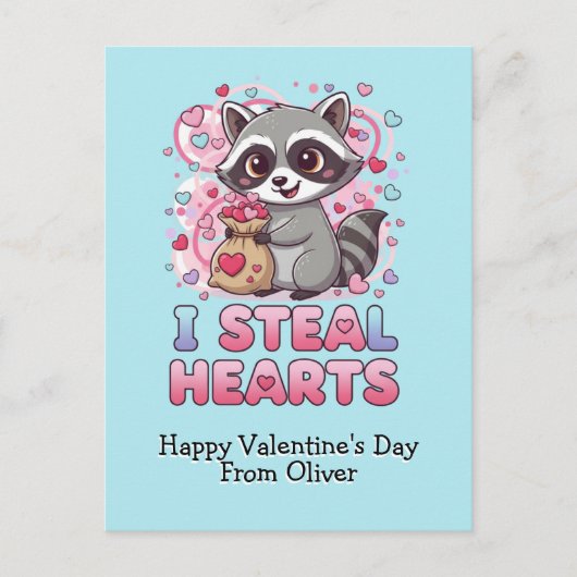 Carte Postale Personalized Cute Raccoon Valentine (Devant)