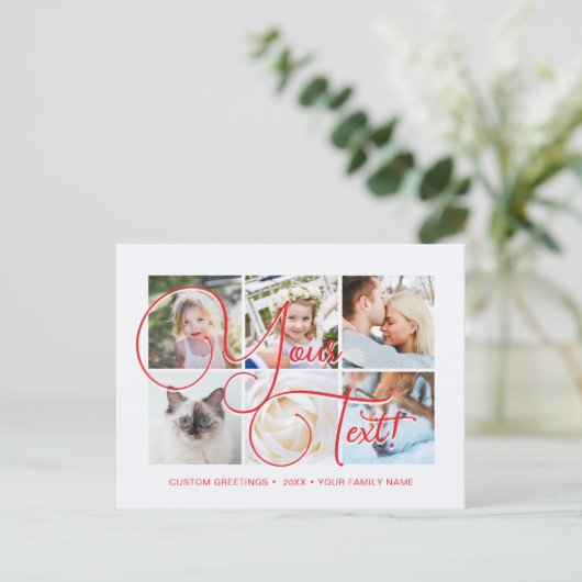 Carte Postale Personalized Elagant Script 6 photos Universal (Debout devant)