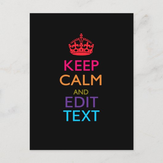 Carte Postale Personalized KEEP CALM Have Your Text Multicolored (Devant)