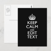 Carte Postale Personalized KEEP CALM Have Your Text on Black (Devant / Derrière)