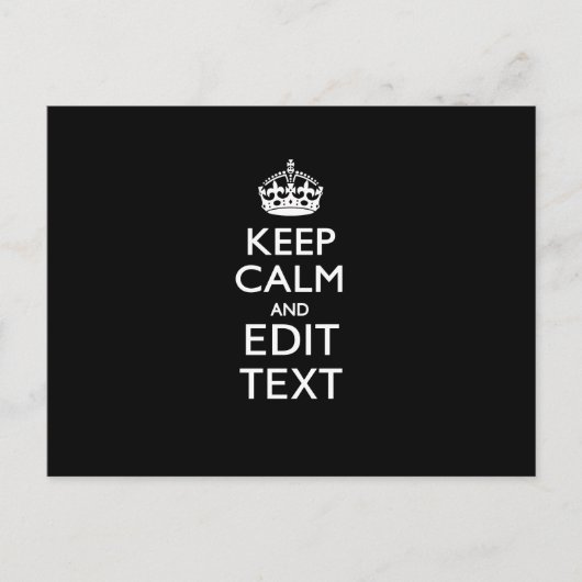 Carte Postale Personalized KEEP CALM Have Your Text on Black (Devant)