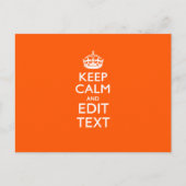 Carte Postale Personalized KEEP CALM Your Text Orange Accent (Devant)